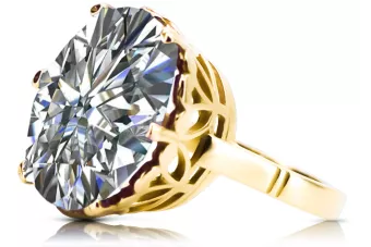 Oro amarillo de 14 quilates Circón Anillo Estilo vintage vrc130y